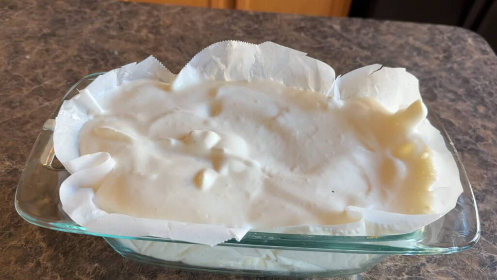 Step-by-step image of batter being folded and scooped onto a baking tray