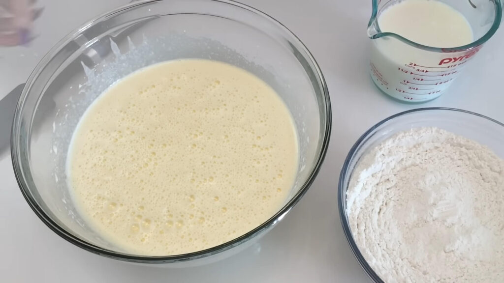 all measured ingredients in small bowls, ready for baking